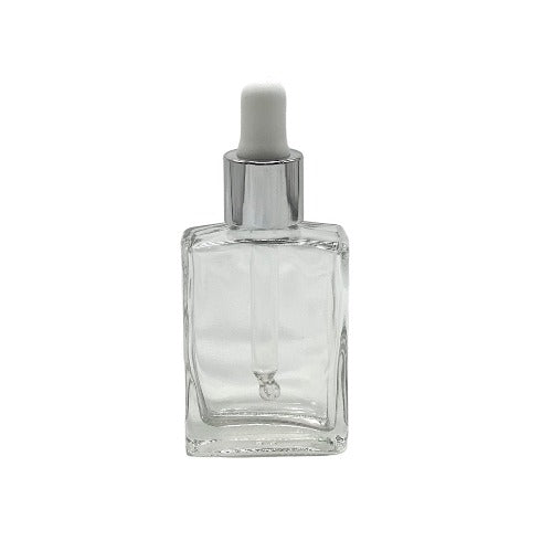 30ml Glass square bottle with silver dropper